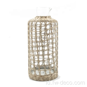 Clear Seagrass Wrapped Drinking Glass Bottle Carate